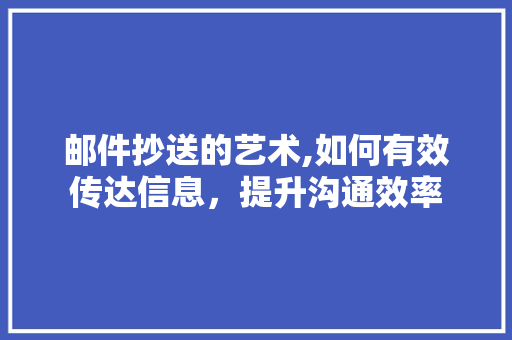 邮件抄送的艺术,如何有效传达信息，提升沟通效率