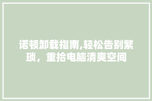 诺顿卸载指南,轻松告别繁琐，重拾电脑清爽空间 编程语言
