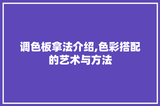 调色板拿法介绍,色彩搭配的艺术与方法 电脑配置