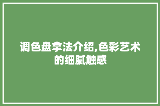调色盘拿法介绍,色彩艺术的细腻触感 编程语言