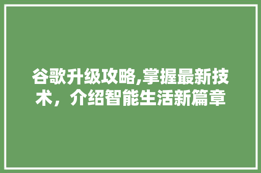 谷歌升级攻略,掌握最新技术，介绍智能生活新篇章 电脑故障维修