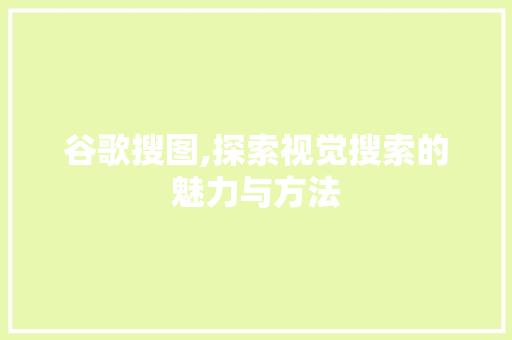 谷歌搜图,探索视觉搜索的魅力与方法 谷歌搜图,探索视觉搜索的魅力与方法