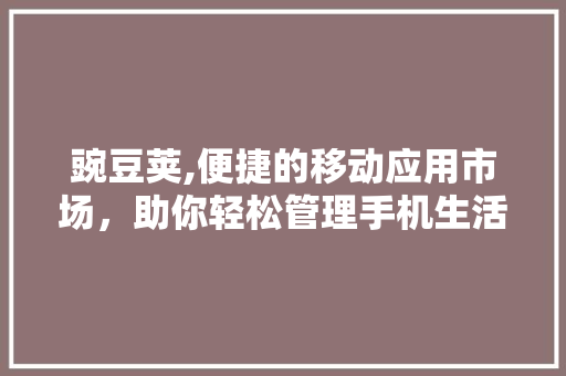 豌豆荚,便捷的移动应用市场，助你轻松管理手机生活 操作系统