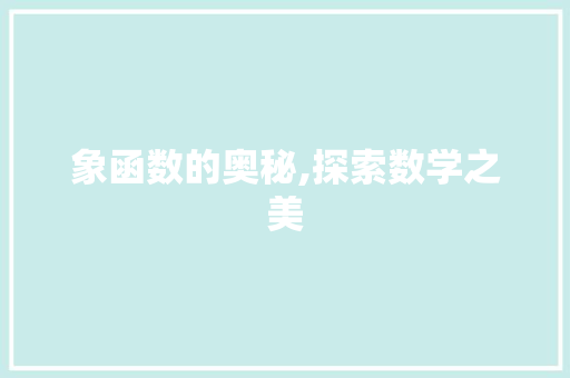 象函数的奥秘,探索数学之美 电脑基础
