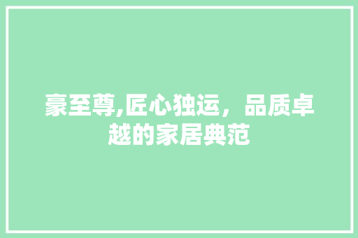 豪至尊,匠心独运，品质卓越的家居典范