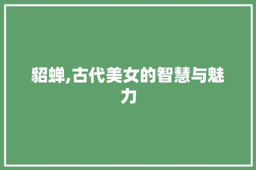 貂蝉,古代美女的智慧与魅力 编程语言 貂蝉,古代美女的智慧与魅力 编程语言