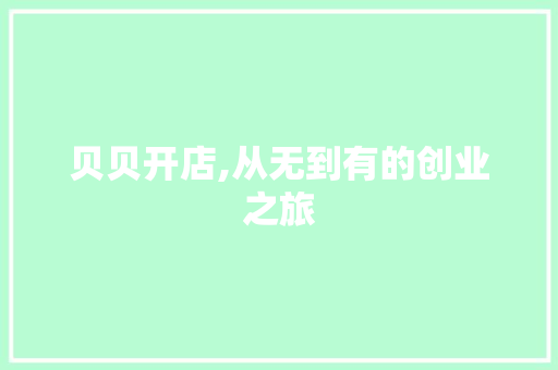 贝贝开店,从无到有的创业之旅