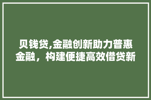 贝钱贷,金融创新助力普惠金融，构建便捷高效借贷新生态