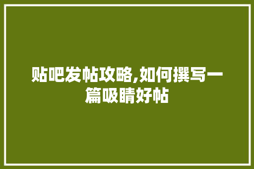贴吧发帖攻略,如何撰写一篇吸睛好帖