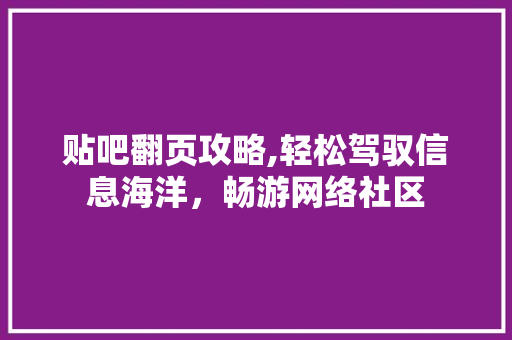贴吧翻页攻略,轻松驾驭信息海洋，畅游网络社区
