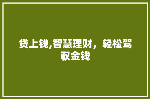 贷上钱,智慧理财，轻松驾驭金钱
