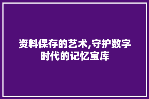 资料保存的艺术,守护数字时代的记忆宝库 资料保存的艺术,守护数字时代的记忆宝库