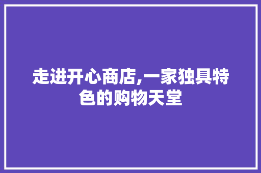 走进开心商店,一家独具特色的购物天堂