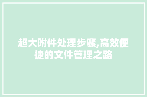 超大附件处理步骤,高效便捷的文件管理之路