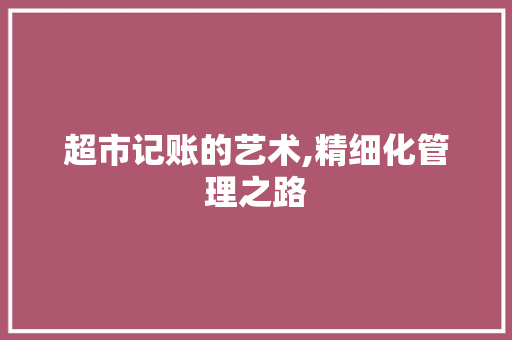 超市记账的艺术,精细化管理之路