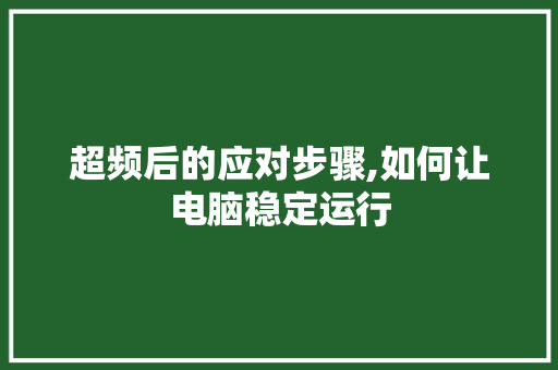 超频后的应对步骤,如何让电脑稳定运行