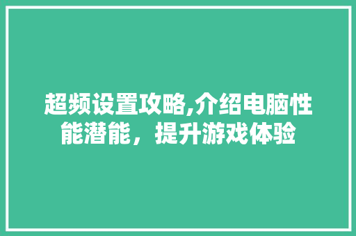 超频设置攻略,介绍电脑性能潜能，提升游戏体验