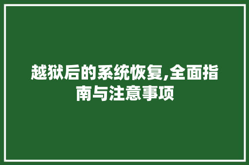 越狱后的系统恢复,全面指南与注意事项