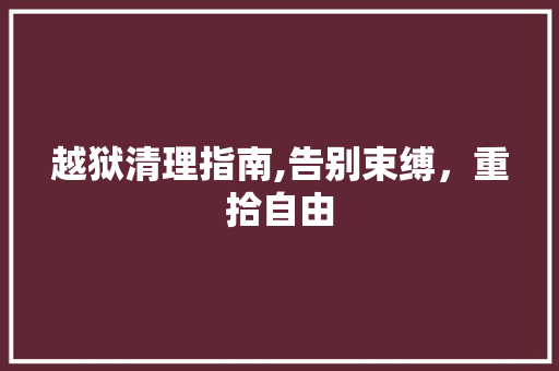 越狱清理指南,告别束缚，重拾自由