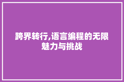 跨界转行,语言编程的无限魅力与挑战 跨界转行,语言编程的无限魅力与挑战