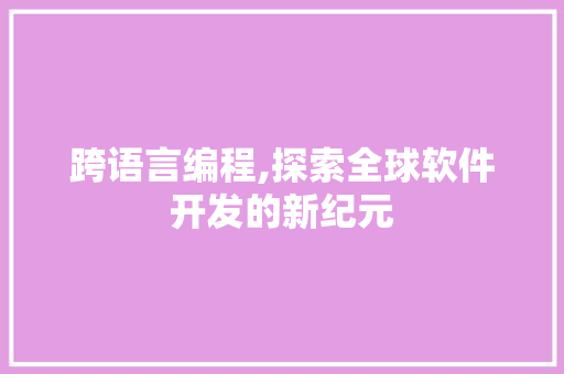 跨语言编程,探索全球软件开发的新纪元