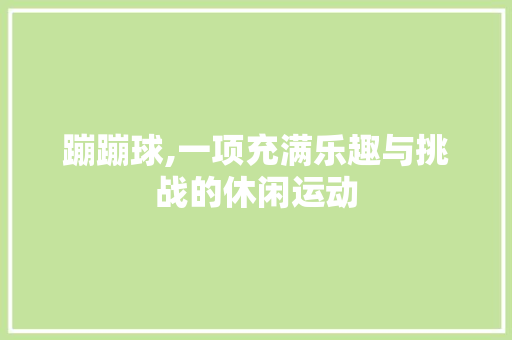蹦蹦球,一项充满乐趣与挑战的休闲运动