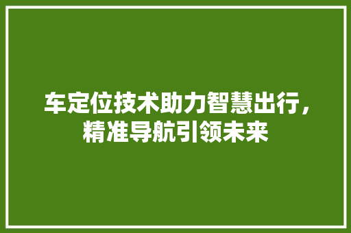 车定位技术助力智慧出行,精准导航引领未来 车定位技术助力智慧出行,精准导航引领未来