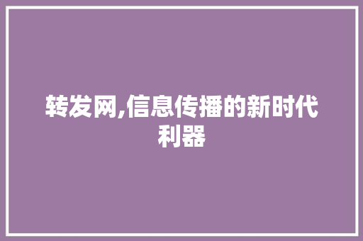 转发网,信息传播的新时代利器 电脑配置