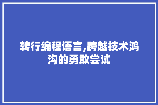 转行编程语言,跨越技术鸿沟的勇敢尝试