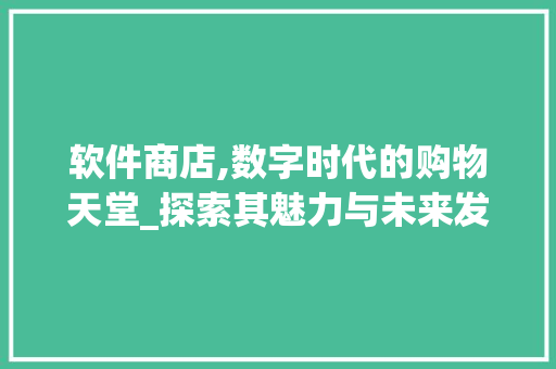 软件商店,数字时代的购物天堂_探索其魅力与未来发展 编程语言