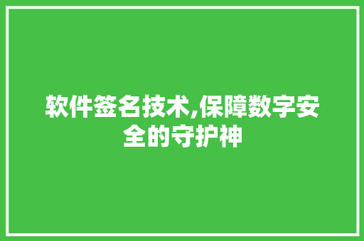 软件签名技术,保障数字安全的守护神