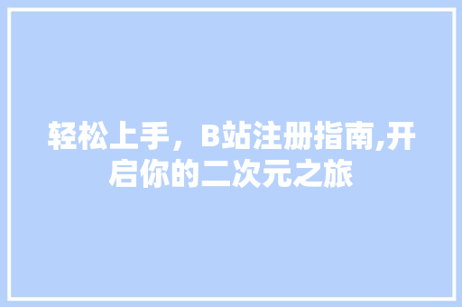 轻松上手，B站注册指南,开启你的二次元之旅