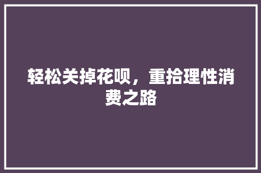 轻松关掉花呗，重拾理性消费之路