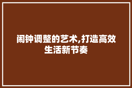 闹钟调整的艺术,打造高效生活新节奏 闹钟调整的艺术,打造高效生活新节奏