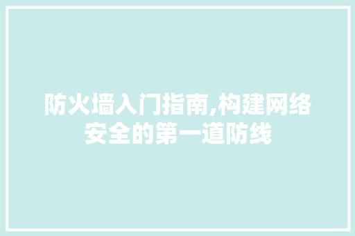 防火墙入门指南,构建网络安全的第一道防线