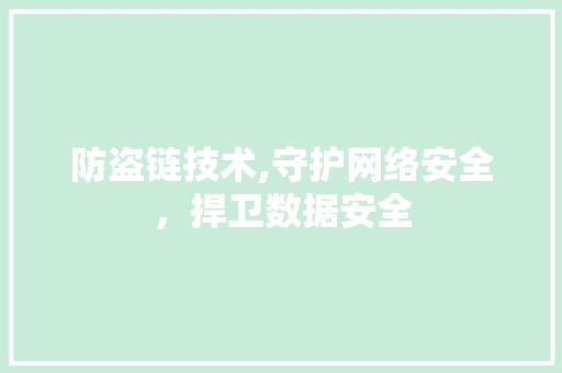 防盗链技术,守护网络安全，捍卫数据安全
