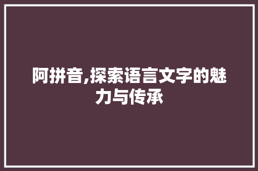 阿拼音,探索语言文字的魅力与传承