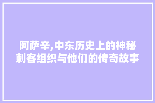 阿萨辛,中东历史上的神秘刺客组织与他们的传奇故事