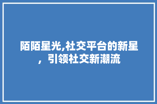 陌陌星光,社交平台的新星，引领社交新潮流
