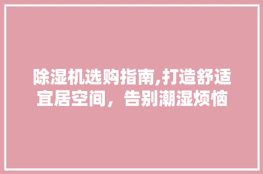 除湿机选购指南,打造舒适宜居空间,告别潮湿烦恼 除湿机选购指南,打造舒适宜居空间,告别潮湿烦恼