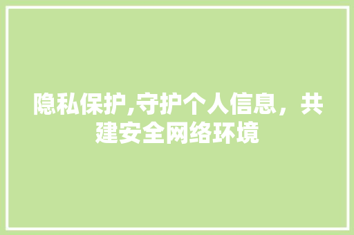 隐私保护,守护个人信息，共建安全网络环境