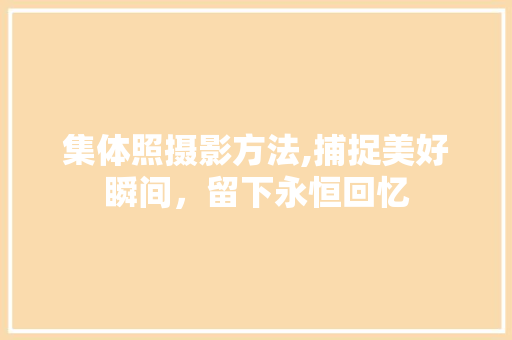 集体照摄影方法,捕捉美好瞬间，留下永恒回忆