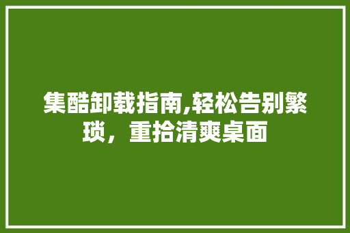 集酷卸载指南,轻松告别繁琐，重拾清爽桌面 电脑基础