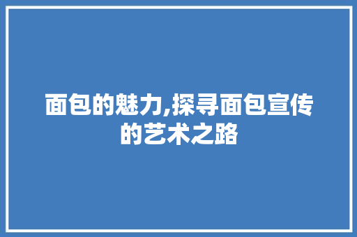 面包的魅力,探寻面包宣传的艺术之路