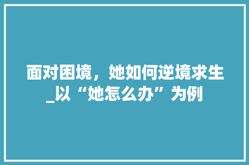 面对困境，她如何逆境求生_以“她怎么办”为例 电脑故障维修