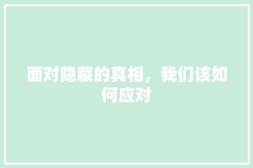 面对隐藏的真相,我们该如何应对 编程语言 面对隐藏的真相,我们该如何应对 编程语言