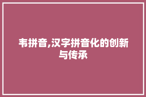 韦拼音,汉字拼音化的创新与传承