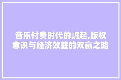 音乐付费时代的崛起,版权意识与经济效益的双赢之路 网络技术
