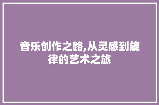 音乐创作之路,从灵感到旋律的艺术之旅 操作系统