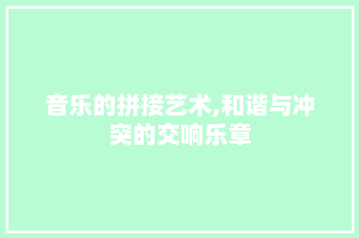 音乐的拼接艺术,和谐与冲突的交响乐章 电脑基础